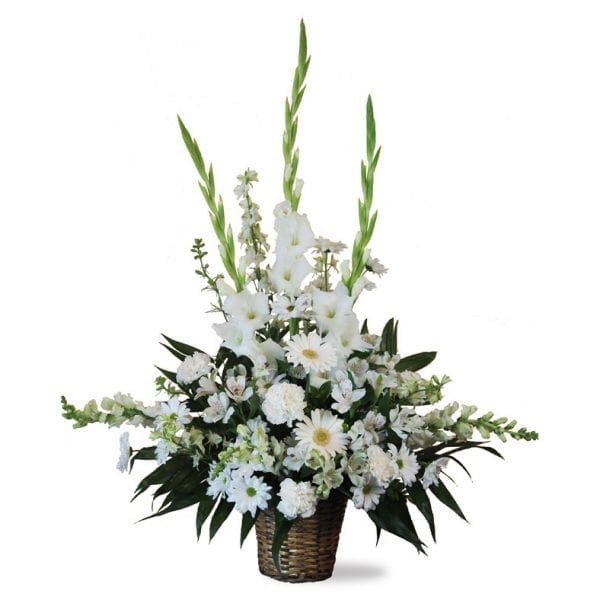 Simply White Funeral Basket in whites