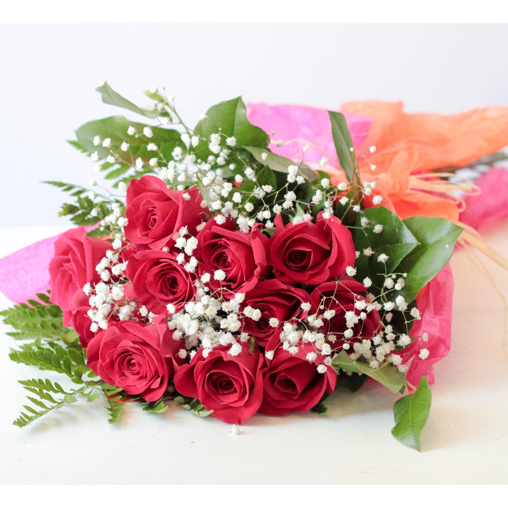 Wrapped Dozen Roses with Babies' Breath and Greens - PICK UP ONLY Floral  Arrangement in Austin, TX