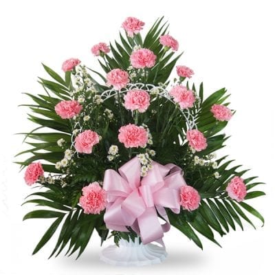 Pink Carnation Funeral Basket