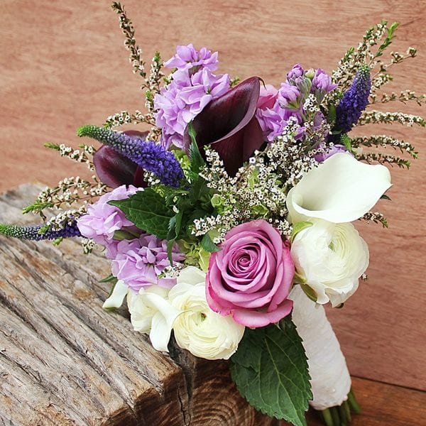 Purple and White Bridal Bouquet